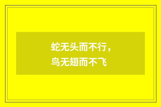 蛇无头而不行，鸟无翅而不飞