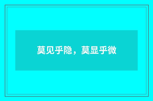 莫见乎隐，莫显乎微