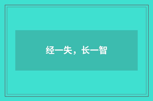经一失，长一智