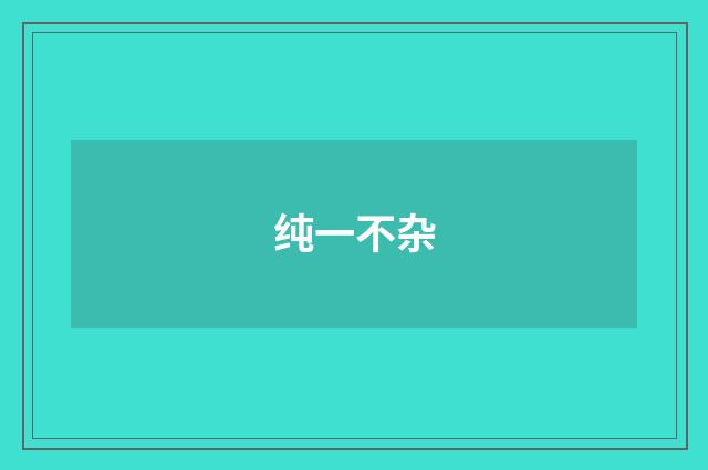 纯一不杂