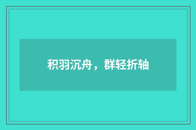 积羽沉舟，群轻折轴