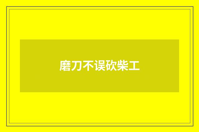 磨刀不误砍柴工