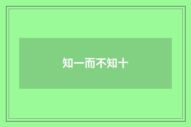 知一而不知十