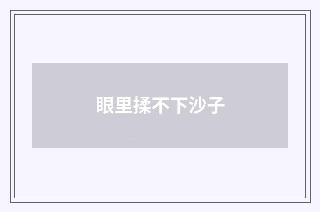 眼里揉不下沙子