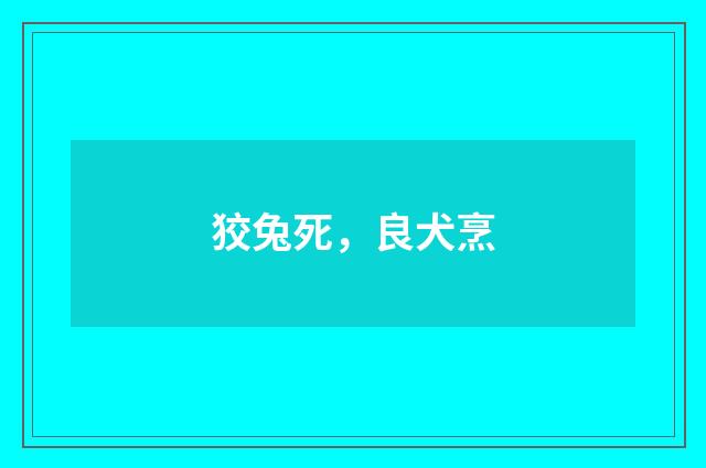 狡兔死，良犬烹