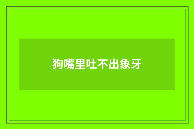 狗嘴里吐不出象牙