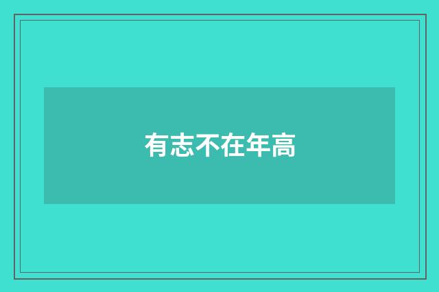 有志不在年高