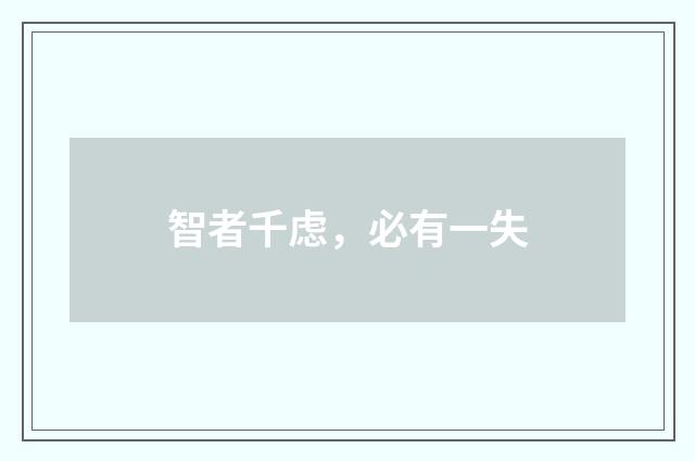 智者千虑，必有一失