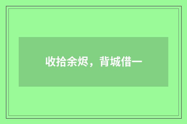 收拾余烬，背城借一