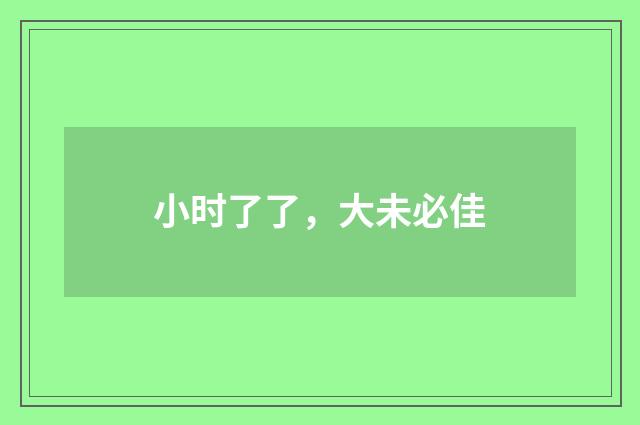 小时了了，大未必佳