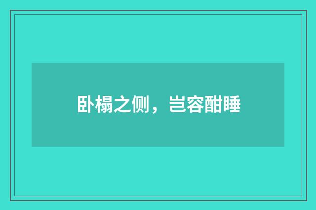卧榻之侧，岂容酣睡