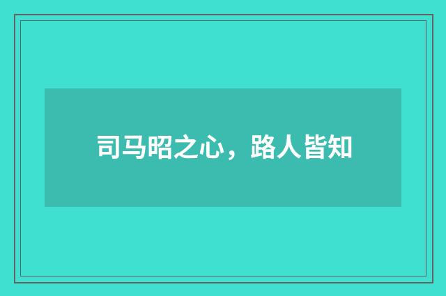 司马昭之心，路人皆知