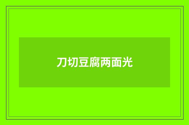 刀切豆腐两面光