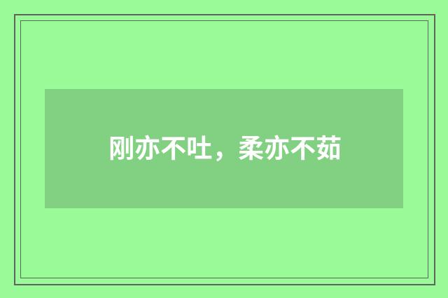 刚亦不吐，柔亦不茹