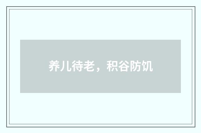 养儿待老，积谷防饥