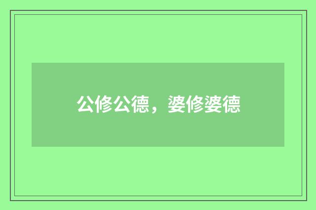 公修公德，婆修婆德