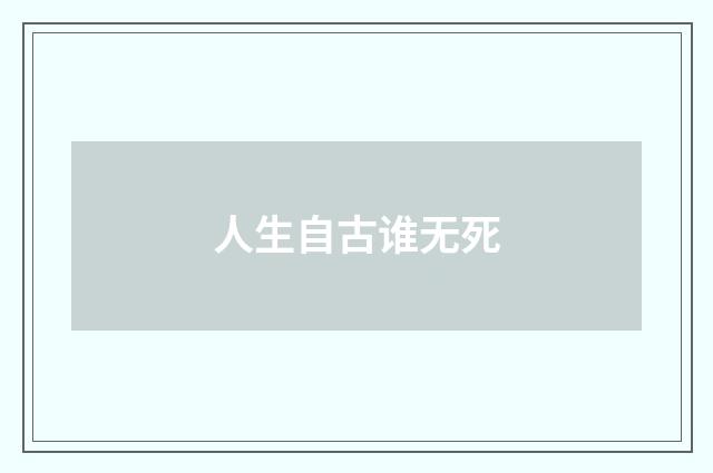 人生自古谁无死