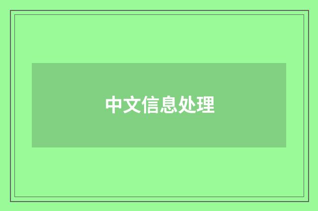 中文信息处理