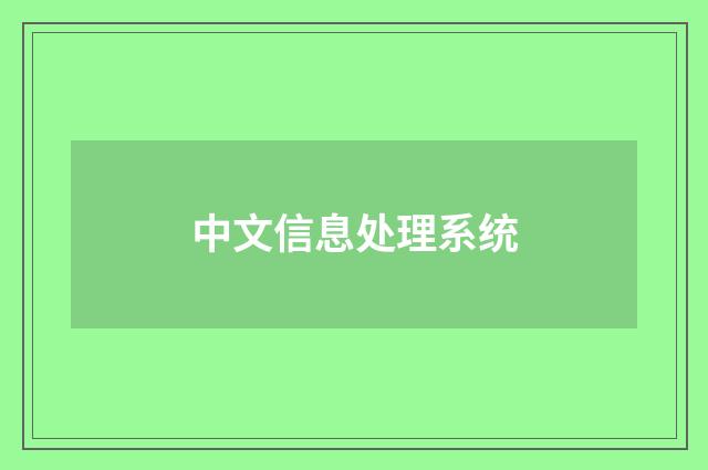中文信息处理系统