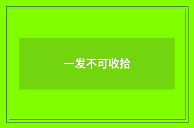 一发不可收拾
