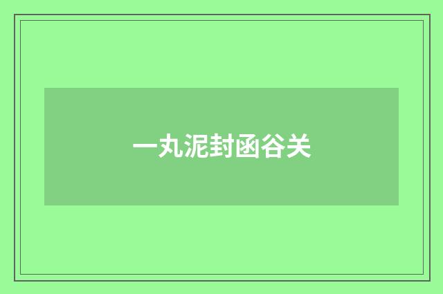 一丸泥封函谷关