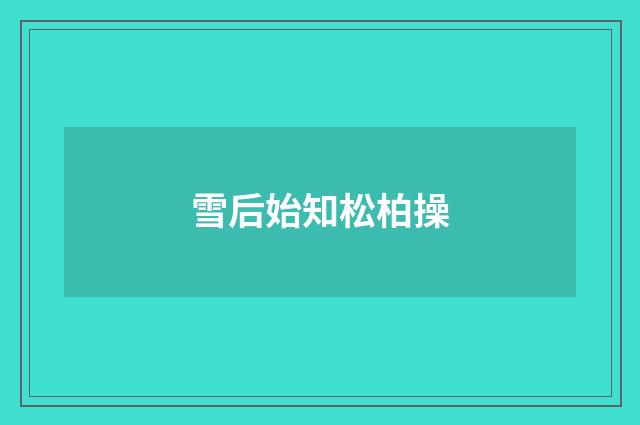 雪后始知松柏操