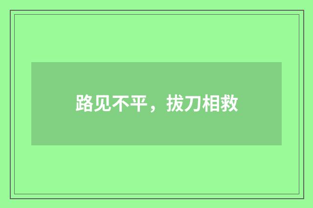 路见不平，拔刀相救