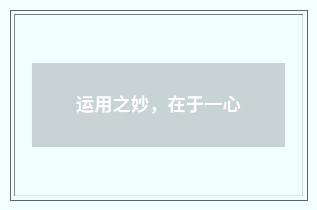 运用之妙，在于一心