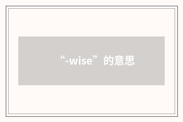 “-wise”的意思