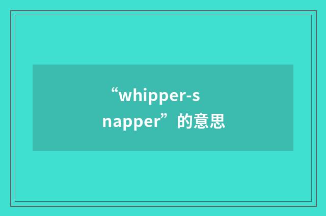 “whipper-snapper”的意思