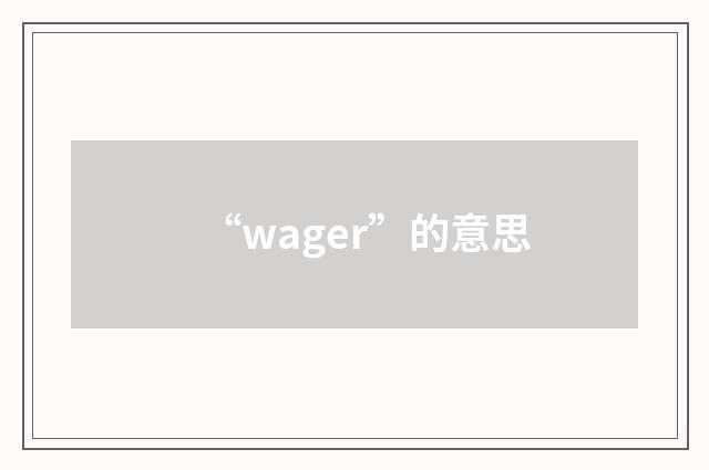 “wager”的意思