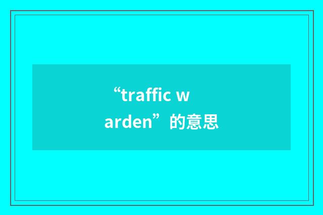 “traffic warden”的意思