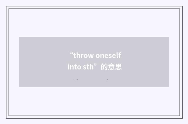 “throw oneself into sth”的意思