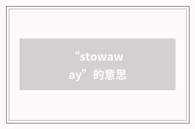 “stowaway”的意思