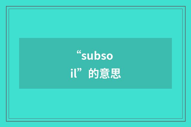 “subsoil”的意思
