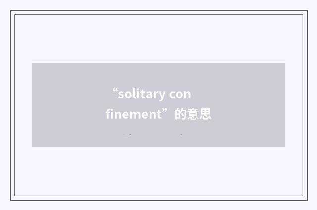 “solitary confinement”的意思
