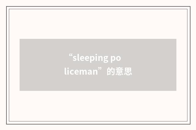 “sleeping policeman”的意思