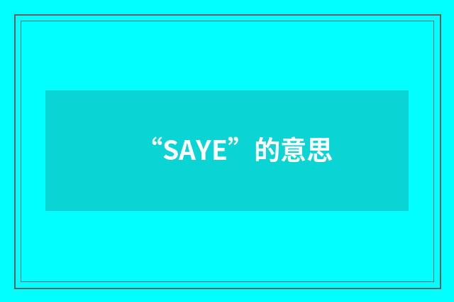 “SAYE”的意思