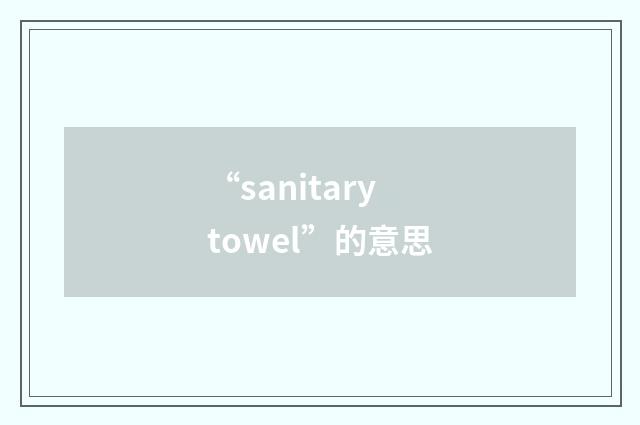 “sanitary towel”的意思