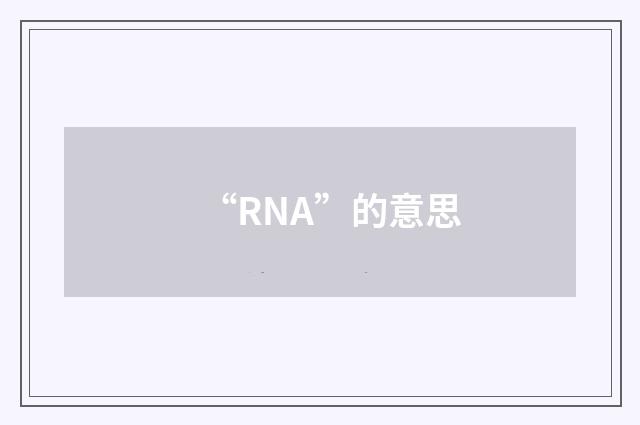 “RNA”的意思