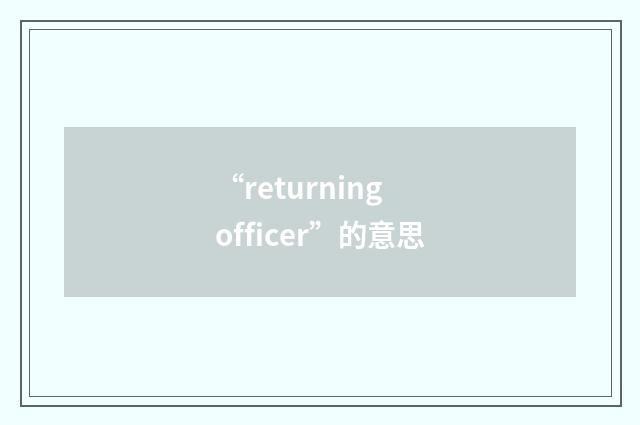 “returning officer”的意思