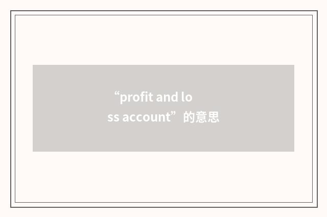 “profit and loss account”的意思