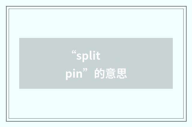 “split pin”的意思
