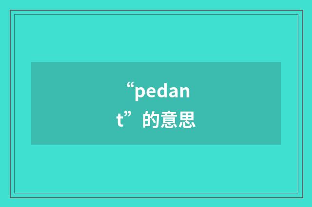 “pedant”的意思