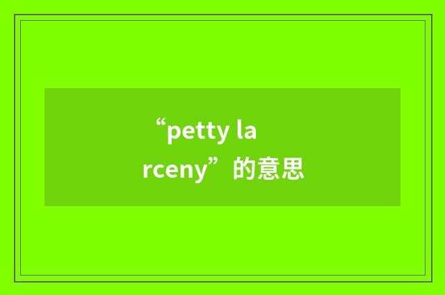 “petty larceny”的意思