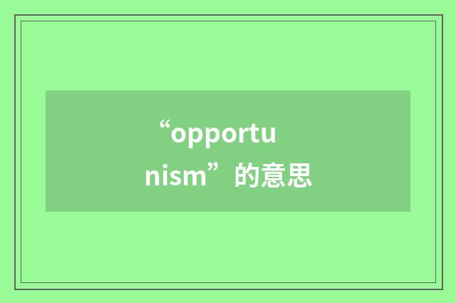 “opportunism”的意思