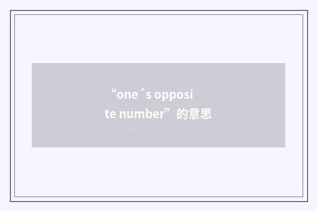 “one´s opposite number”的意思