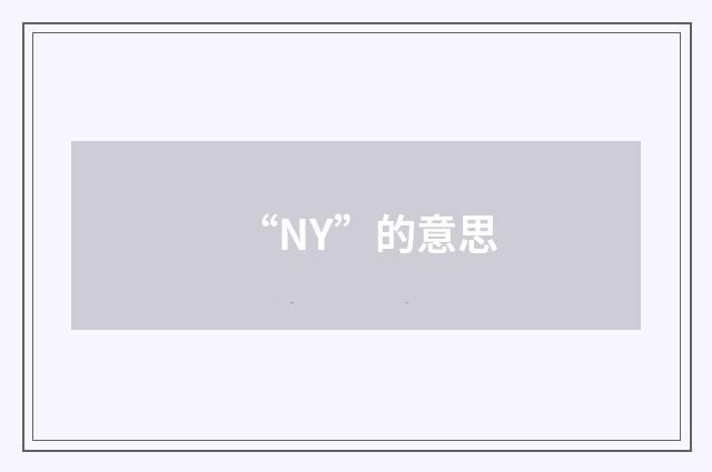 “NY”的意思