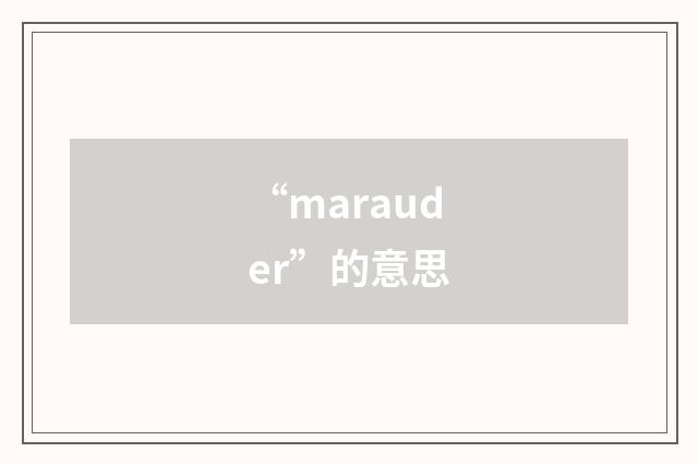 “marauder”的意思