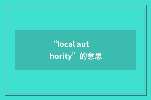 “local authority”的意思